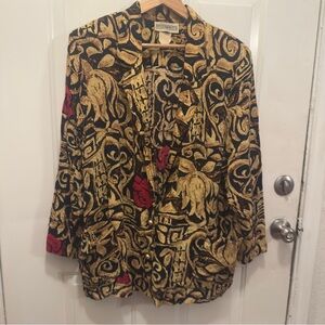 Vintage Artistic Black and Gold Blazer Blouse